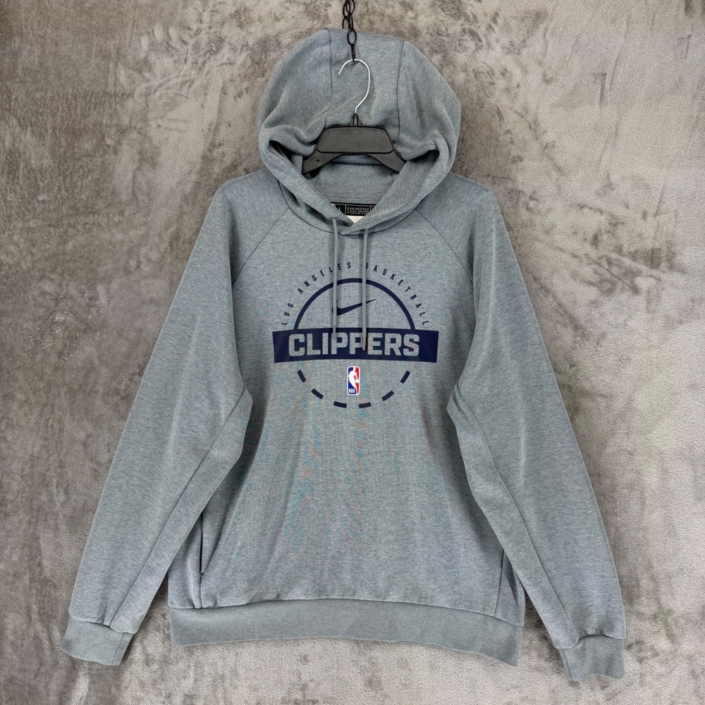 Nike Mens NBA Los Angeles Clippers Dri-FIT Heather Grey Hoodie HM8480-065 Large